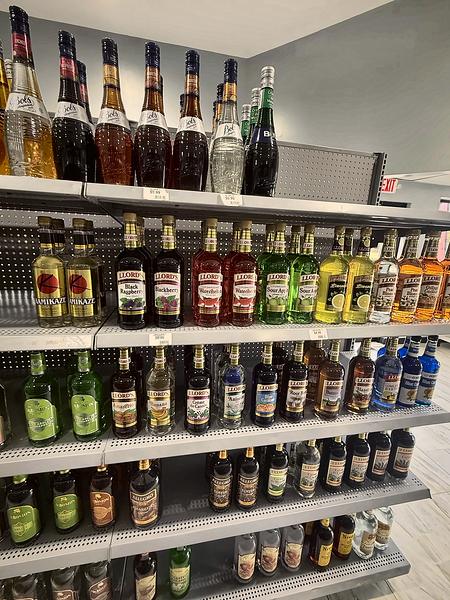 Shelves of schnapps and liqueurs